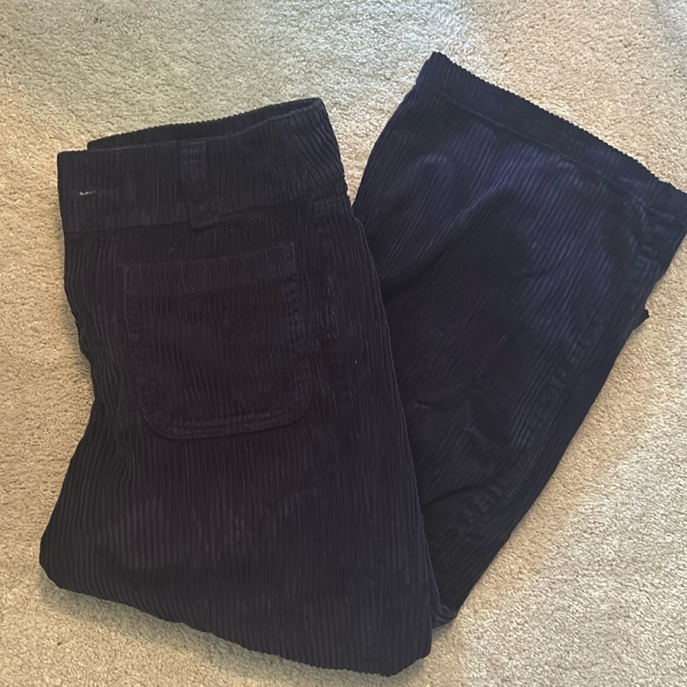 Per Se Wide Leg Cropped Corduroy pants Navy Size 28
